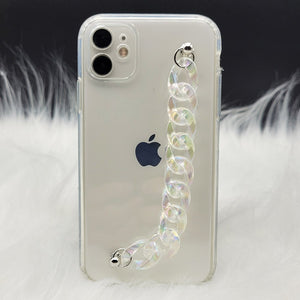 Transparent TPU Silicone Case Cover With Crystal Chain Holder