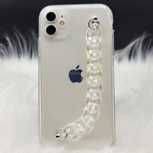 Transparent TPU Silicone Case Cover With Crystal Chain Holder