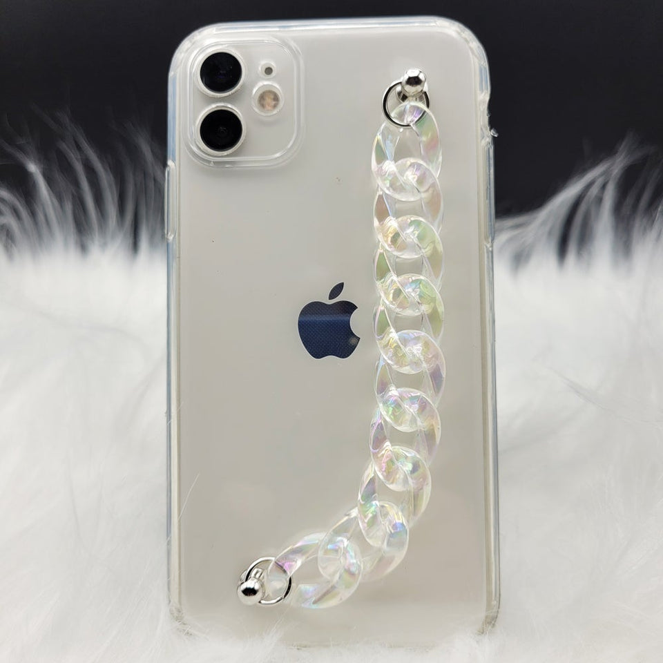 Transparent TPU Silicone Case Cover With Crystal Chain Holder