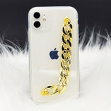 Transparent TPU Silicone Case Cover With Golden Chain Holder