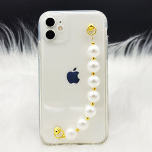 Transparent TPU Silicone Case Cover With Pearl Holder
