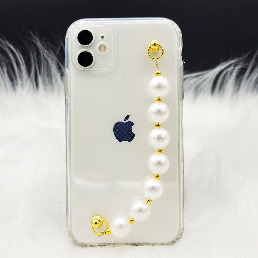 Transparent TPU Silicone Case Cover With Pearl Holder