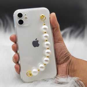 Transparent TPU Silicone Case Cover With Pearl Holder
