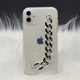 Transparent TPU Silicone Case Cover With Silver Chain Holder