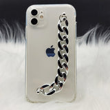 Transparent TPU Silicone Case Cover With Silver Chain Holder