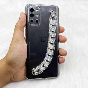 Transparent TPU Silicone Case Cover With Crystal Chain Holder