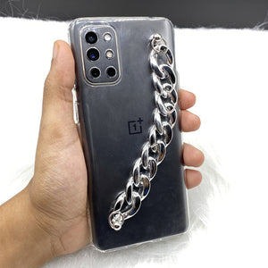 Transparent TPU Silicone Case Cover With Silver Chain Holder