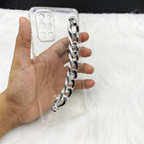 Transparent TPU Silicone Case Cover With Silver Chain Holder