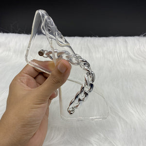 Transparent TPU Silicone Case Cover With Silver Chain Holder