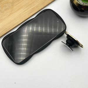iPhone Wavy Effect Matte Silicone Case Cover With Pop Holder Black