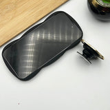 iPhone Wavy Effect Matte Silicone Case Cover With Pop Holder Black