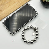 iPhone Luxury Chrome Wavy Effect Case Cover With Metallic Bracelet Chain Sliver