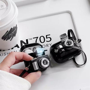 3D Retro Camera AirPods Case Cover Black