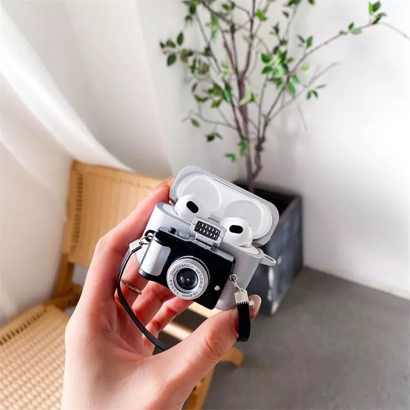 3D Retro Camera AirPods Case Cover Black – Season Made