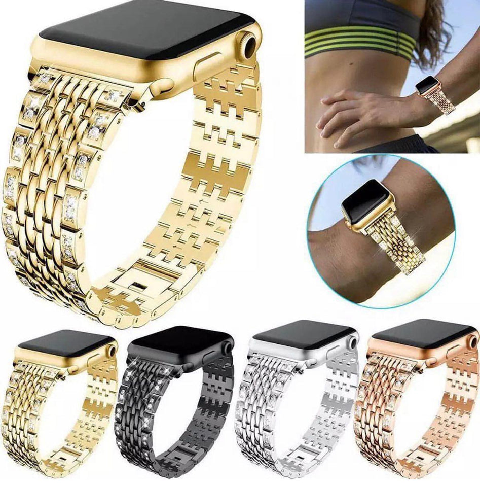 Apple iWatch Luxury Diamond Stainless Steel Strap (Series SE/7/6/5/4/3/2/1)