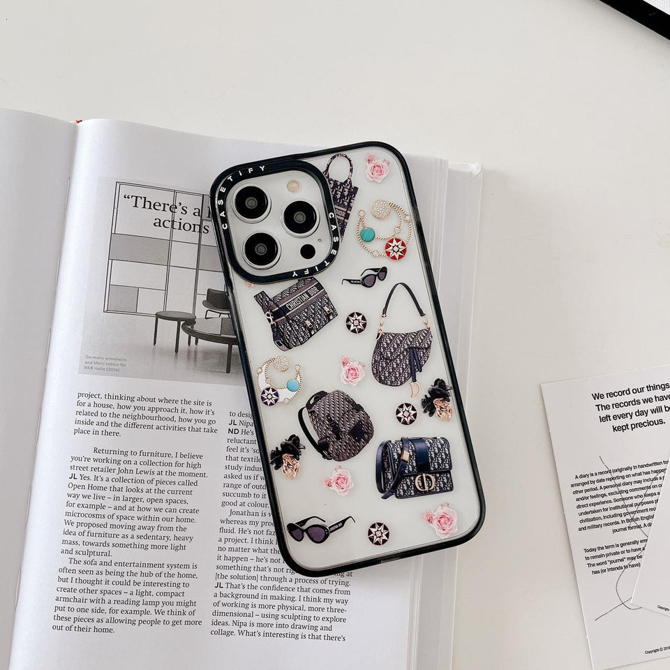 iPhone Luxury Brand CD Black Border Cover Case