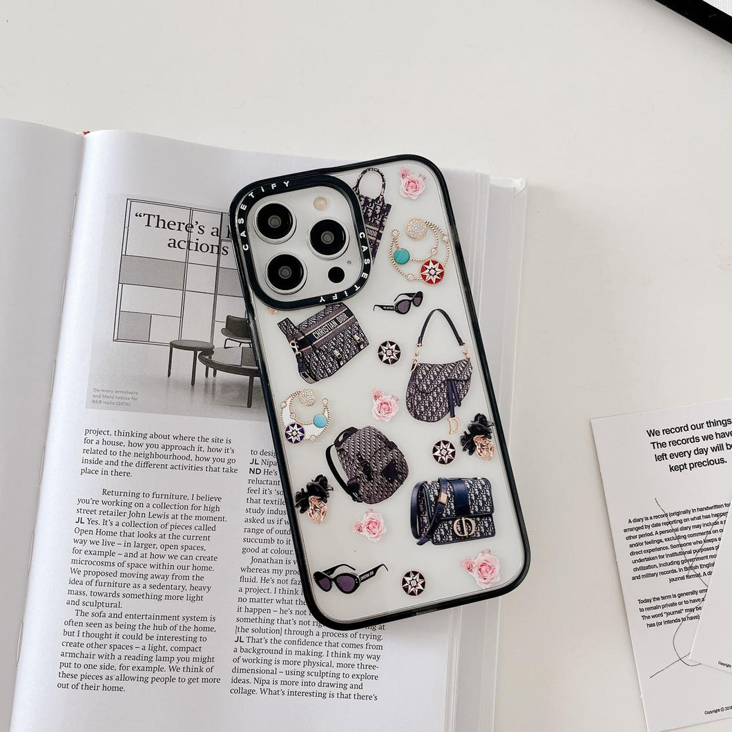 iPhone Luxury Brand CD Black Border Cover Case