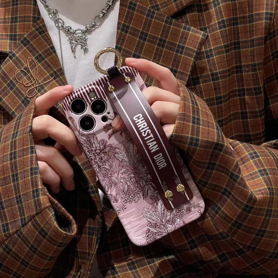 iPhone Luxury Brand CD Floral Belt Strap Case Cover