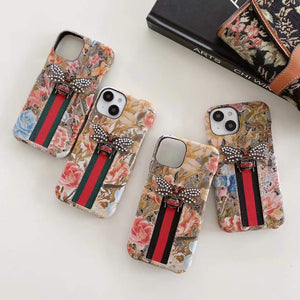 iPhone Series Floral Print GG Brand Theme Case Cover