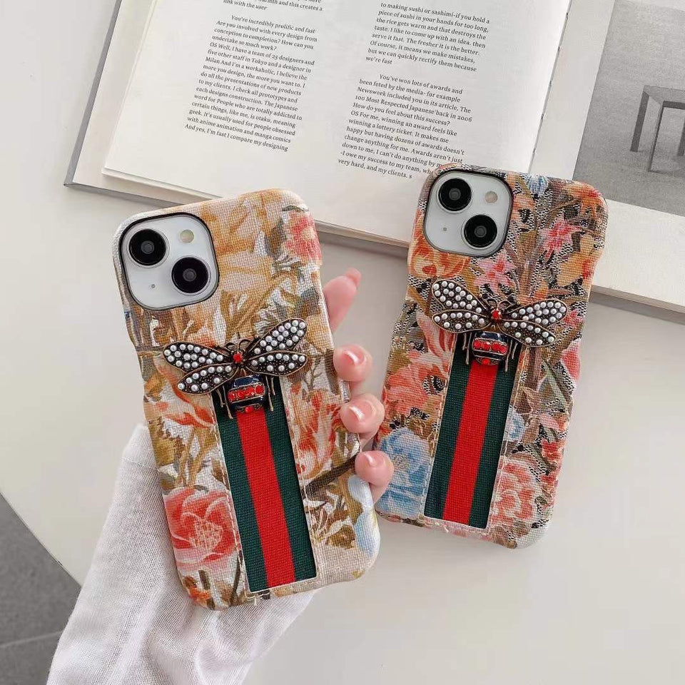 iPhone Series Floral Print GG Brand Theme Case Cover