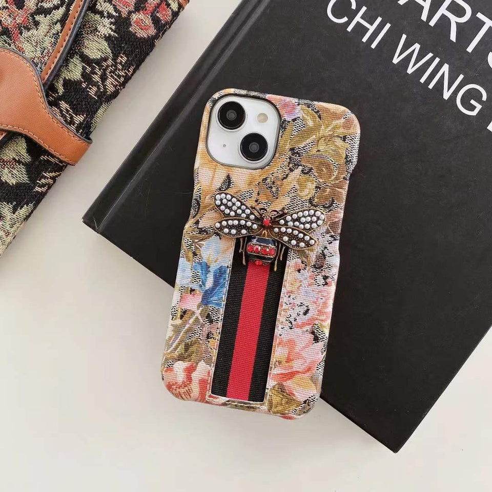iPhone Series Floral Print GG Brand Theme Case Cover