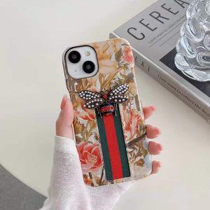 iPhone Series Floral Print GG Brand Theme Case Cover