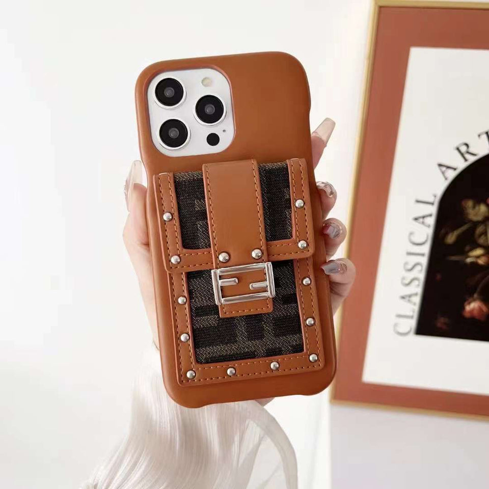 iPhone Luxury Brand FD Leather Wallet Case Cover