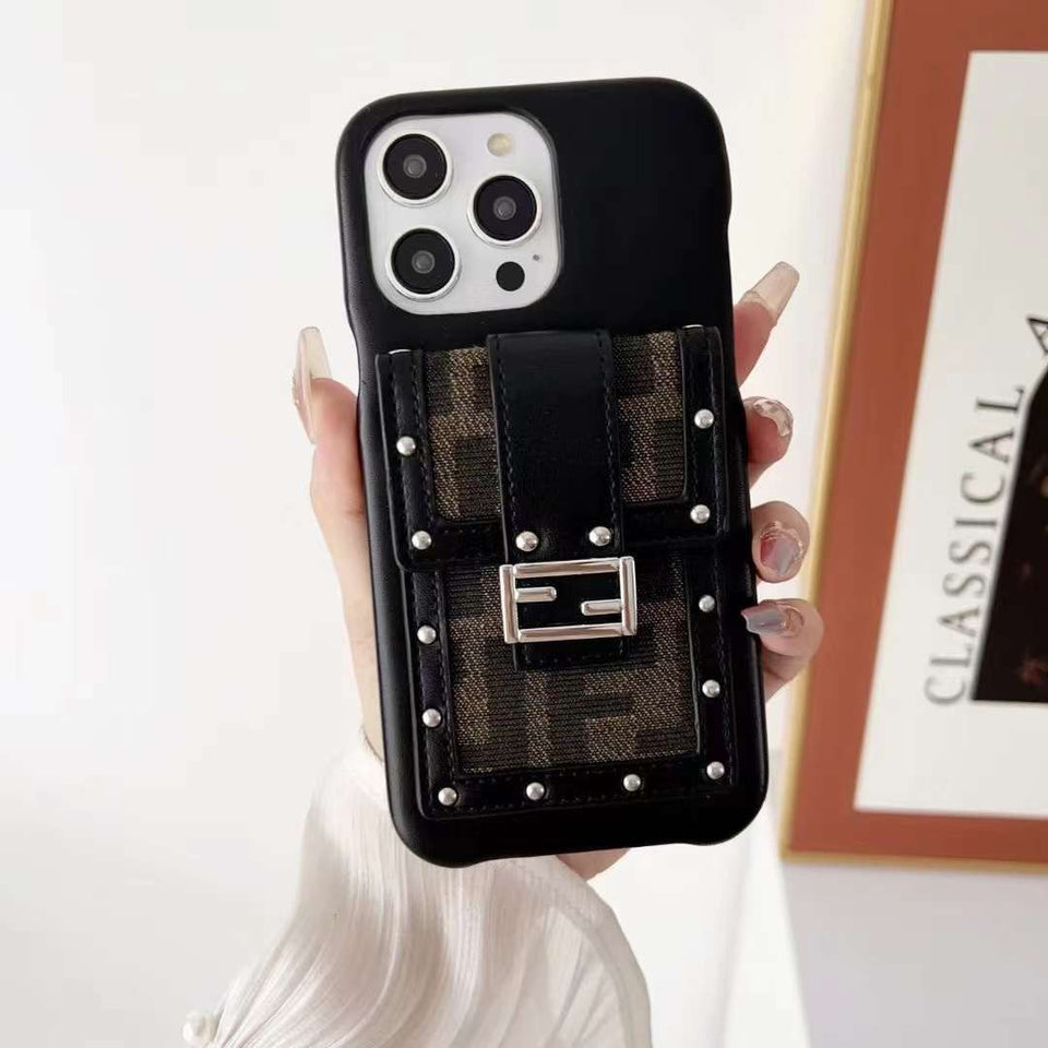 iPhone Luxury Brand FD Leather Wallet Case Cover