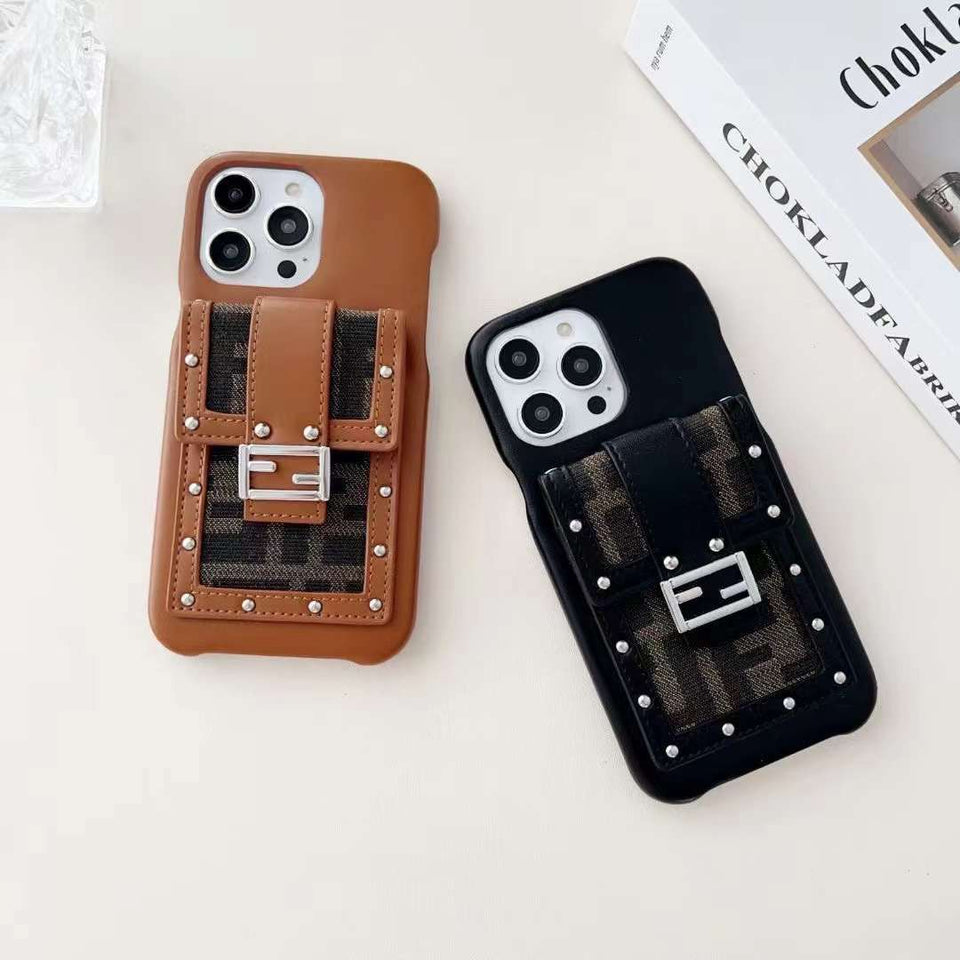 iPhone Luxury Brand FD Leather Wallet Case Cover