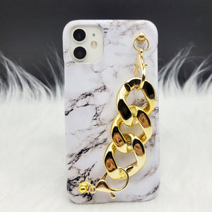 White Marble Golden Chain Holder Case Cover