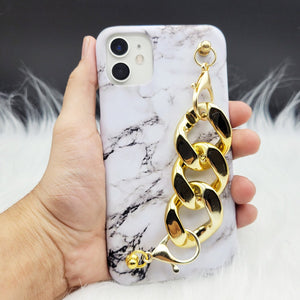 White Marble Golden Chain Holder Case Cover