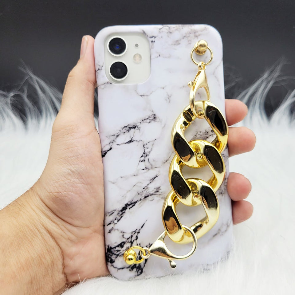 White Marble Golden Chain Holder Case Cover