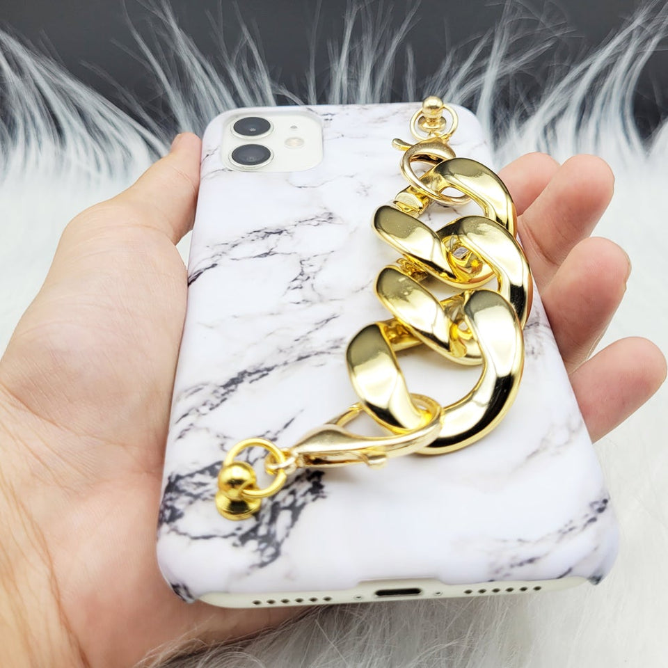 White Marble Golden Chain Holder Case Cover
