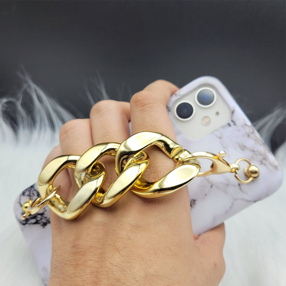 White Marble Golden Chain Holder Case Cover