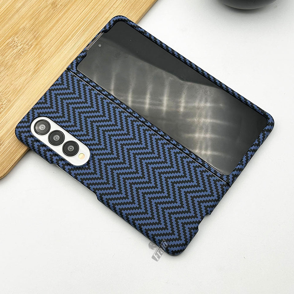 Samsung Galaxy Z Fold 4 Zigzag Carbon Fibre Pattern Texture Case Cover