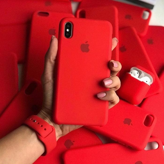 apple iphone liquid silicone case cover red