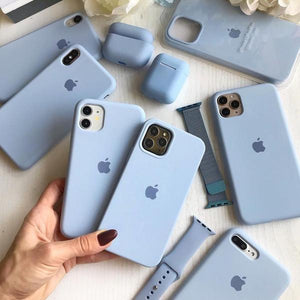 apple iphone liquid silicone case cover lilac sky blue 