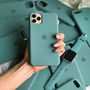 apple iphone liquid silicone case cover pine green