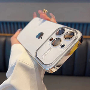 iPhone Luxury Backplane Glass Chromatic Lens Shield Case Cover
