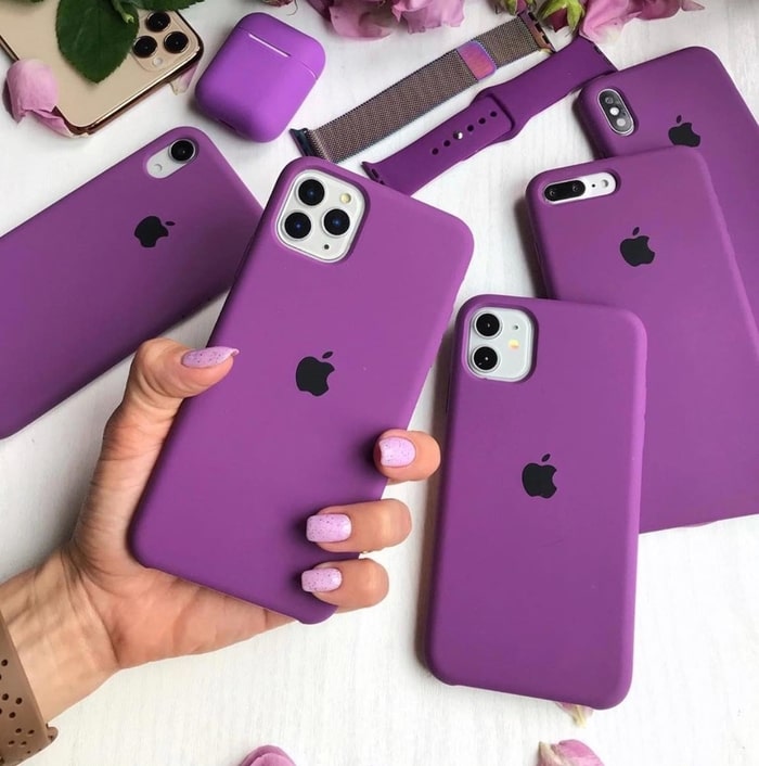 apple iphone liquid silicone case cover purple