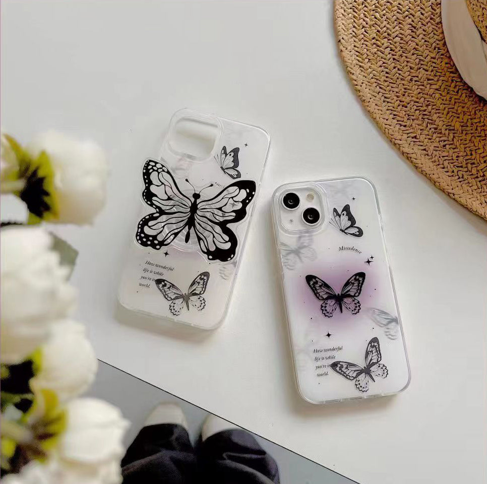 iPhone Stylish Butterfly Printed Case With 3D Pop Holder
