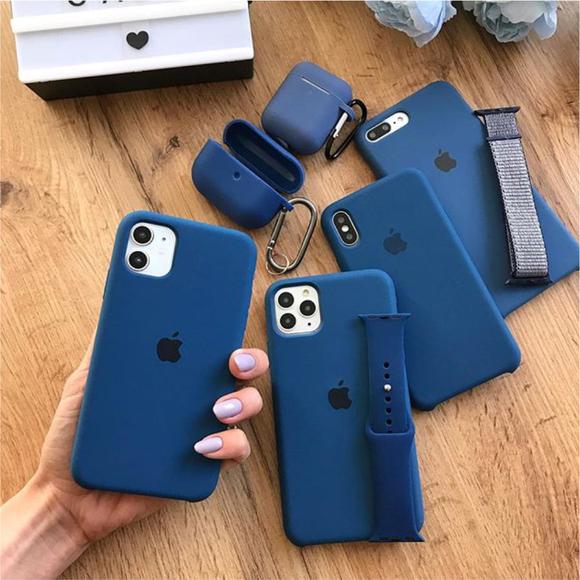 apple iphone liquid silicone case cover royal blue