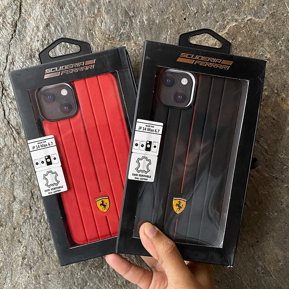 iPhone 14 Pro Max Ferrari Sports Car Logo Stripe Line Design  Case Cover Clearance Sale