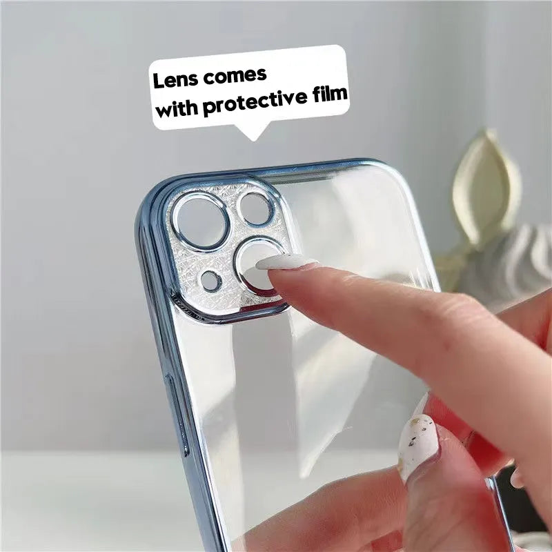 iPhone Luxury Crystal Diamond Plating Lens Protection Clear Transparent Matte Case Cover