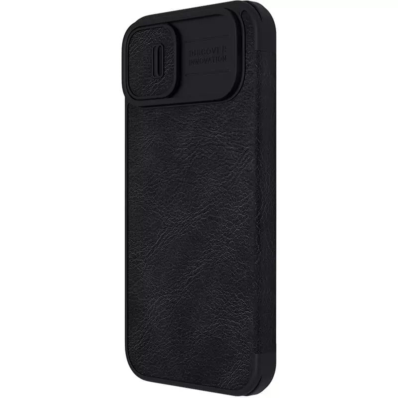 iPhone Camera Protection QIN Leather Flip Case Black