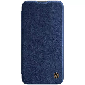 iPhone Camera Protection QIN Leather Flip Case Blue