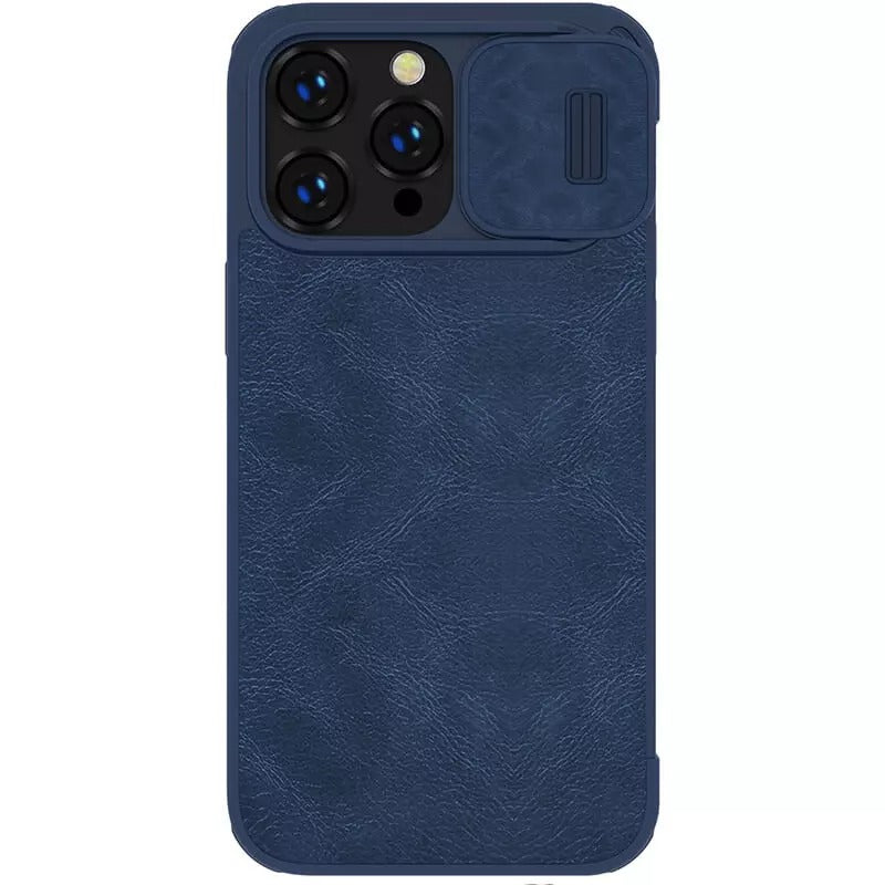 iPhone Camera Protection QIN Leather Flip Case Blue