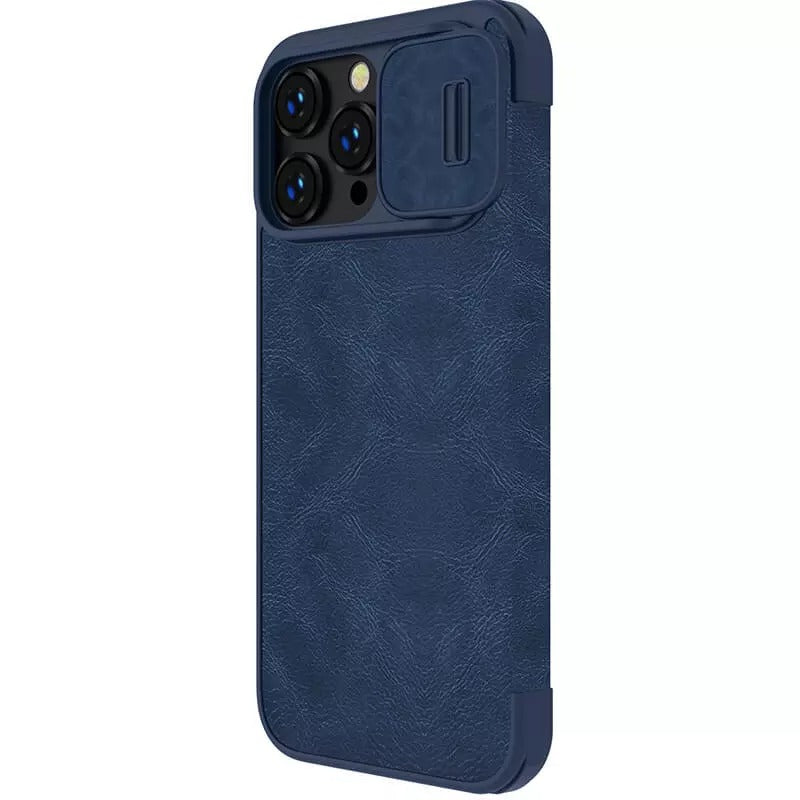 iPhone Camera Protection QIN Leather Flip Case Blue