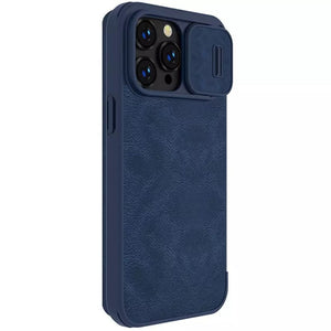 iPhone Camera Protection QIN Leather Flip Case Blue