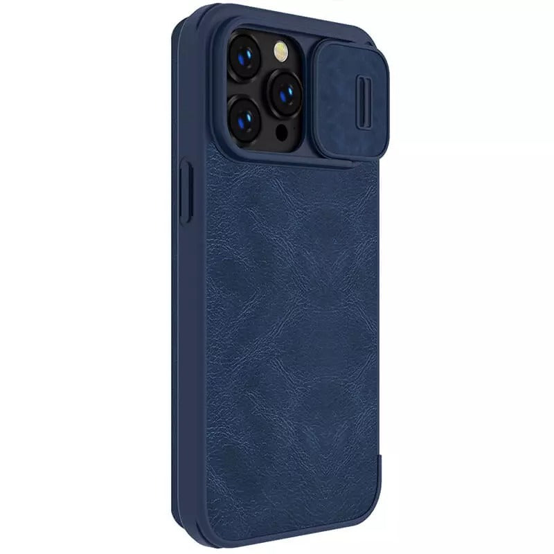 iPhone Camera Protection QIN Leather Flip Case Blue